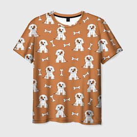 Мужская футболка 3D с принтом Пёс и кость в Кировске, 100% полиэфир | прямой крой, круглый вырез горловины, длина до линии бедер |  кость |  питомец | домашнее животное | кости | косточка | косточки | любителям собак | пёс | пёсик | пёсики | псы | собака | собаки | собачка | собачки | узор | щенки | щенок