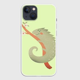 Чехол для iPhone 13 с принтом Хамелеон в Кировске,  |  | хамелеон | хамелеон на ветке | хамелеон на дереве | хамелеон на палке | хамелеон с цветами | хамелеоны