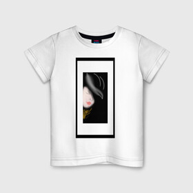 Детская футболка хлопок с принтом Лицо девушки Нуар в Кировске, 100% хлопок | круглый вырез горловины, полуприлегающий силуэт, длина до линии бедер | девушка | лицо | мелки | нуар