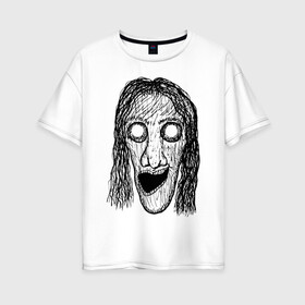 Женская футболка хлопок Oversize с принтом Растрепанное лицо в Кировске, 100% хлопок | свободный крой, круглый ворот, спущенный рукав, длина до линии бедер
 | dead | ghost | halloween | horror | suspense | vampire | witch | zombie