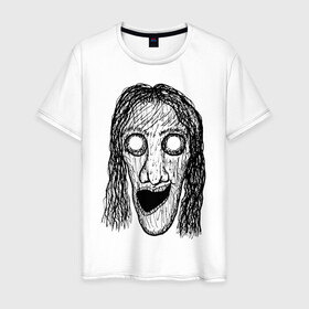 Мужская футболка хлопок с принтом Растрепанное лицо в Кировске, 100% хлопок | прямой крой, круглый вырез горловины, длина до линии бедер, слегка спущенное плечо. | dead | ghost | halloween | horror | suspense | vampire | witch | zombie