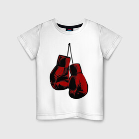 Детская футболка хлопок с принтом Боксерские перчатки в Кировске, 100% хлопок | круглый вырез горловины, полуприлегающий силуэт, длина до линии бедер | boxing | gloves | боевые искусства | бокс | день бокса | спорт
