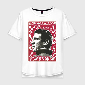 Мужская футболка хлопок Oversize с принтом Эрик Кантона Манчестер Юнайтед в Кировске, 100% хлопок | свободный крой, круглый ворот, “спинка” длиннее передней части | cantona | кантона | манчестер | ретро | эрик | юнайтед