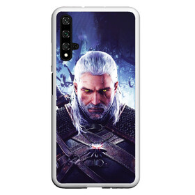 Чехол для Honor 20 с принтом THE WITCHER / GERALT OF RIVIA в Кировске, Силикон | Область печати: задняя сторона чехла, без боковых панелей | the witcher | ведьмак | геральт | зе витчер | игра | компьютерная игра