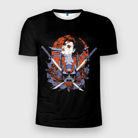 Мужская футболка 3D спортивная с принтом ГеЙша и СамураЙ в Кировске, 100% полиэстер с улучшенными характеристиками | приталенный силуэт, круглая горловина, широкие плечи, сужается к линии бедра | девушка | самурай | япония