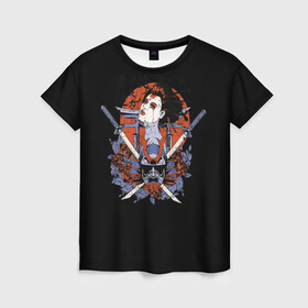 Женская футболка 3D с принтом ГеЙша и СамураЙ в Кировске, 100% полиэфир ( синтетическое хлопкоподобное полотно) | прямой крой, круглый вырез горловины, длина до линии бедер | девушка | самурай | япония