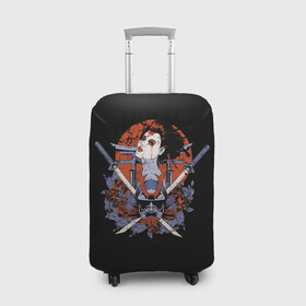 Чехол для чемодана 3D с принтом ГеЙша и СамураЙ в Кировске, 86% полиэфир, 14% спандекс | двустороннее нанесение принта, прорези для ручек и колес | девушка | самурай | япония