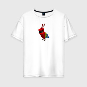 Женская футболка хлопок Oversize с принтом Попугай | Parrot в Кировске, 100% хлопок | свободный крой, круглый ворот, спущенный рукав, длина до линии бедер
 | minecraft | красный | крылатая | попугай | птица