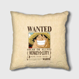 Подушка 3D с принтом WANTED Monkey D. Luffy в Кировске, наволочка – 100% полиэстер, наполнитель – холлофайбер (легкий наполнитель, не вызывает аллергию). | состоит из подушки и наволочки. Наволочка на молнии, легко снимается для стирки | anime | manga | monkey d. luffy | one piece | аниме | большой куш | ван пис | вон пис | гол д. роджер | кайдо | король пиратов | луфи | луффи | манга | манки д. луффи | нами | нико робин | пират | портгас д. эйс | ророноа зоро