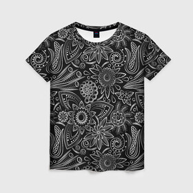 Женская футболка 3D с принтом Garden в Кировске, 100% полиэфир ( синтетическое хлопкоподобное полотно) | прямой крой, круглый вырез горловины, длина до линии бедер | классика | растения | спокойствие | узор | цветы