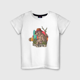 Детская футболка хлопок с принтом Lets Party в Кировске, 100% хлопок | круглый вырез горловины, полуприлегающий силуэт, длина до линии бедер | bear | вечеринка | иллюстрация | отдых | туристические