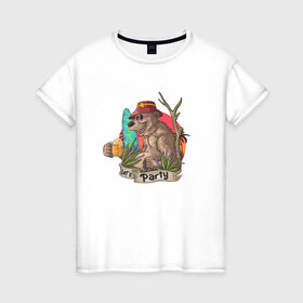 Женская футболка хлопок с принтом Lets Party в Кировске, 100% хлопок | прямой крой, круглый вырез горловины, длина до линии бедер, слегка спущенное плечо | bear | вечеринка | иллюстрация | отдых | туристические