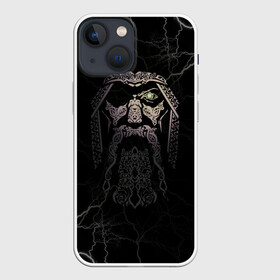 Чехол для iPhone 13 mini с принтом Odin в Кировске,  |  | odin | odinn | see you in valhalla | бог один | вальхала | вальхалла | викинг | викинги | всеотец | до встречи в вальхалле | кельт | кельтский узор | лик | лицо одина | один | перун | символ | символ викингов