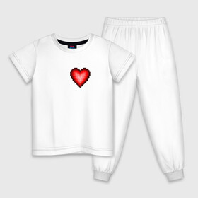 Детская пижама хлопок с принтом Пиксельное Сердце в Кировске, 100% хлопок |  брюки и футболка прямого кроя, без карманов, на брюках мягкая резинка на поясе и по низу штанин
 | Тематика изображения на принте: любовь | пиксели | пиксельное сердце | пиксельный рисунок | сердце