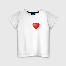 Детская футболка хлопок с принтом Пиксельное Сердце в Кировске, 100% хлопок | круглый вырез горловины, полуприлегающий силуэт, длина до линии бедер | любовь | пиксели | пиксельное сердце | пиксельный рисунок | рисунок | сердце