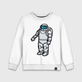Детский свитшот хлопок с принтом Космонавт в Кировске, 100% хлопок | круглый вырез горловины, эластичные манжеты, пояс и воротник | space | вселенная | космонавт | космос | минимализм