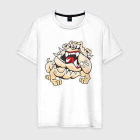 Мужская футболка хлопок с принтом Злая собака в Кировске, 100% хлопок | прямой крой, круглый вырез горловины, длина до линии бедер, слегка спущенное плечо. | dog | бульдог | злой | пес | псина | собака | собачка | сторожевой пес
