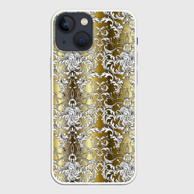 Чехол для iPhone 13 mini с принтом gold  white в Кировске,  |  | versace | абстракция | версаче | золотые узоры | паттерн | текстуры | узоры
