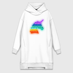 Платье-худи хлопок с принтом POP IT Единорог в Кировске,  |  | it | minecraft | pop | unicorn | детская | детский | единорог | майнкрафт | пиксели | цветной