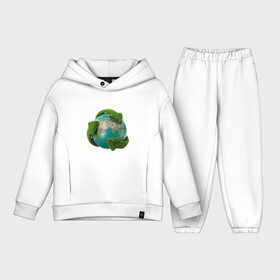 Детский костюм хлопок Oversize с принтом Чистая планета в Кировске,  |  | зеленая планета | переработка | планета | сортировка | сортировка мусора | стрелочки | чистая планета | экология