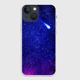 Чехол для iPhone 13 mini с принтом ПОЛЁТ КОМЕТЫ в Кировске,  |  | вселенная | звёзды | комета | млечныйпуть | небо | ночь | сияние
