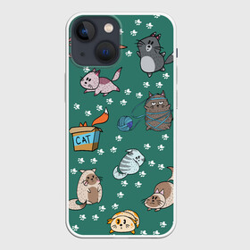 Чехол для iPhone 13 mini с принтом Котики в Кировске,  |  | детский мультфильм | животные | звери | котики | кошки | мультфильм | смешные животные | смешные котики