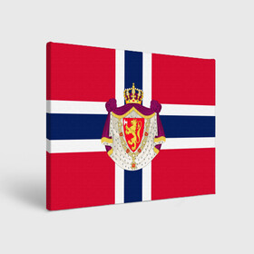 Холст прямоугольный с принтом Норвегия | Флаг и герб Норвегии в Кировске, 100% ПВХ |  | герб | герб норвегии | корона | красный | лев | линии | норвегии | норвегия | синий | топор | флаг | флаг норвегии | щит