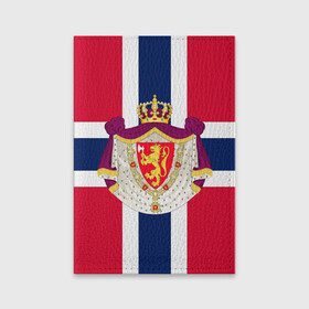 Обложка для паспорта матовая кожа с принтом Норвегия | Флаг и герб Норвегии в Кировске, натуральная матовая кожа | размер 19,3 х 13,7 см; прозрачные пластиковые крепления | герб | герб норвегии | корона | красный | лев | линии | норвегии | норвегия | синий | топор | флаг | флаг норвегии | щит