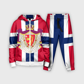 Детский костюм 3D с принтом Норвегия | Флаг и герб Норвегии в Кировске,  |  | герб | герб норвегии | корона | красный | лев | линии | норвегии | норвегия | синий | топор | флаг | флаг норвегии | щит