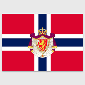 Поздравительная открытка с принтом Норвегия | Флаг и герб Норвегии в Кировске, 100% бумага | плотность бумаги 280 г/м2, матовая, на обратной стороне линовка и место для марки
 | герб | герб норвегии | корона | красный | лев | линии | норвегии | норвегия | синий | топор | флаг | флаг норвегии | щит