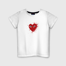 Детская футболка хлопок с принтом Сердце с глазами в Кировске, 100% хлопок | круглый вырез горловины, полуприлегающий силуэт, длина до линии бедер | eays | heart with eyes | japan | глаза | глазки | как парни | ком де гарсон | мода | сердце | сердце с глазами | сердце с глазищами | токио | уличный стиль | японский бренд | японский дизайн