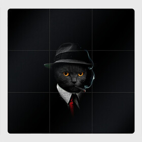 Магнитный плакат 3Х3 с принтом НУАРНЫЙ КОТ в Кировске, Полимерный материал с магнитным слоем | 9 деталей размером 9*9 см | animal | cat | dark | detective | nuar | police | triller | детектив | звери | кот | котэ | кошки | нуар | триллер