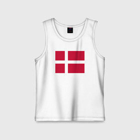 Детская майка хлопок с принтом Дания | Флаг Дании в Кировске,  |  | белый | герб | дании | дания | красный | линии | флаг