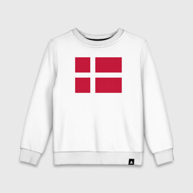 Детский свитшот хлопок с принтом Дания | Флаг Дании в Кировске, 100% хлопок | круглый вырез горловины, эластичные манжеты, пояс и воротник | белый | герб | дании | дания | красный | линии | флаг