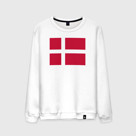 Мужской свитшот хлопок с принтом Дания | Флаг Дании в Кировске, 100% хлопок |  | белый | герб | дании | дания | красный | линии | флаг