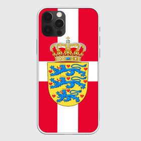 Чехол для iPhone 12 Pro с принтом Дания | Герб и флаг Дании в Кировске, силикон | область печати: задняя сторона чехла, без боковых панелей | герб | дании | дания | корона | лев | львы | сердца | сердце | флаг | щит