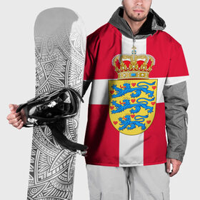 Накидка на куртку 3D с принтом Дания | Герб и флаг Дании в Кировске, 100% полиэстер |  | герб | дании | дания | корона | лев | львы | сердца | сердце | флаг | щит
