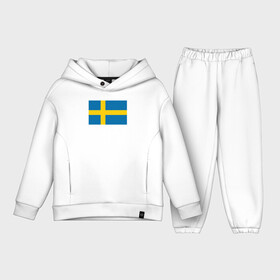 Детский костюм хлопок Oversize с принтом Швеция | Флаг Швеции в Кировске,  |  | Тематика изображения на принте: герб | желтый | знак | линии | прямоугольник | символика | синий | флаг | швеции | швеция