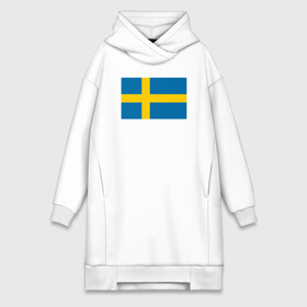 Платье-худи хлопок с принтом Швеция | Флаг Швеции в Кировске,  |  | герб | желтый | знак | линии | прямоугольник | символика | синий | флаг | швеции | швеция
