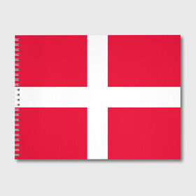 Альбом для рисования с принтом Дания | Флаг Дании в Кировске, 100% бумага
 | матовая бумага, плотность 200 мг. | белый | герб | государство | дании | дания | знак | красный | крест | линии | символика | страна | флаг