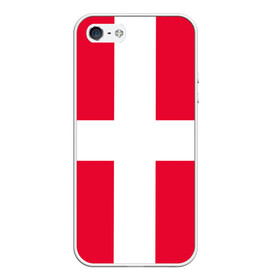 Чехол для iPhone 5/5S матовый с принтом Дания | Флаг Дании в Кировске, Силикон | Область печати: задняя сторона чехла, без боковых панелей | белый | герб | государство | дании | дания | знак | красный | крест | линии | символика | страна | флаг
