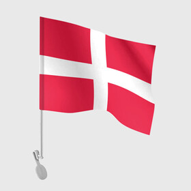 Флаг для автомобиля с принтом Дания | Флаг Дании в Кировске, 100% полиэстер | Размер: 30*21 см | белый | герб | государство | дании | дания | знак | красный | крест | линии | символика | страна | флаг