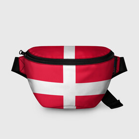 Поясная сумка 3D с принтом Дания | Флаг Дании в Кировске, 100% полиэстер | плотная ткань, ремень с регулируемой длиной, внутри несколько карманов для мелочей, основное отделение и карман с обратной стороны сумки застегиваются на молнию | белый | герб | государство | дании | дания | знак | красный | крест | линии | символика | страна | флаг