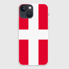 Чехол для iPhone 13 mini с принтом Дания | Флаг Дании в Кировске,  |  | белый | герб | государство | дании | дания | знак | красный | крест | линии | символика | страна | флаг