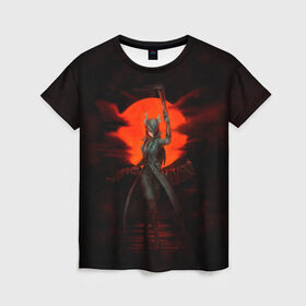 Женская футболка 3D с принтом Blood moon в Кировске, 100% полиэфир ( синтетическое хлопкоподобное полотно) | прямой крой, круглый вырез горловины, длина до линии бедер | bloodborne | game | games | stranger | бладборн | игра | игры | соулс | странник