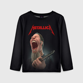 Детский лонгслив 3D с принтом James Alan Hetfield | METALLICA (Z) в Кировске, 100% полиэстер | длинные рукава, круглый вырез горловины, полуприлегающий силуэт
 | james alan hetfield | kurt kobein | metallica | rock | джеймс хэтфилд | курт кобейн | металика | металлика | рок | супер звезда