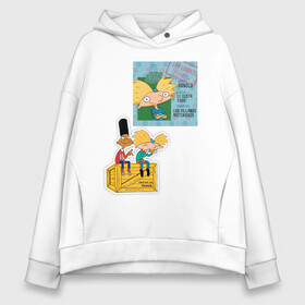 Женское худи Oversize хлопок с принтом HEY ARNOLD! II в Кировске, френч-терри — 70% хлопок, 30% полиэстер. Мягкий теплый начес внутри —100% хлопок | боковые карманы, эластичные манжеты и нижняя кромка, капюшон на магнитной кнопке | animation | kids | school | мультфильмы | приключения | школа