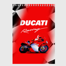 Скетчбук с принтом DUCATI / ДУКАТИ / RACING в Кировске, 100% бумага
 | 48 листов, плотность листов — 100 г/м2, плотность картонной обложки — 250 г/м2. Листы скреплены сверху удобной пружинной спиралью | Тематика изображения на принте: ducati | motorcycle | motosport | racing | speed | sport | байк. | гонки | двигатель | дукати | мото | мотокросс | мотоспорт | мототриал | мотоцикл | скорость | спорт