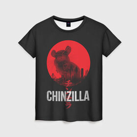 Женская футболка 3D с принтом Chinzilla red в Кировске, 100% полиэфир ( синтетическое хлопкоподобное полотно) | прямой крой, круглый вырез горловины, длина до линии бедер | Тематика изображения на принте: chinchilla | chinzilla | чинзилла | шинзилла | шиншилла