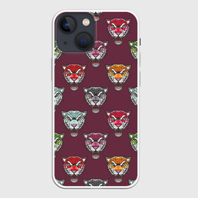 Чехол для iPhone 13 mini с принтом Дикие кошки в Кировске,  |  | голова тигра | животные | звери | кошка | паттерн | тигр | хищник
